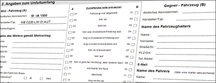 unfall mit mietwagen schadenskarte