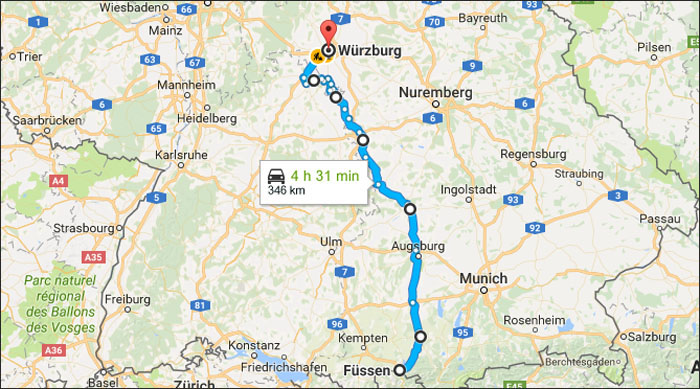 mietwagen roadtrip romantikstrasse