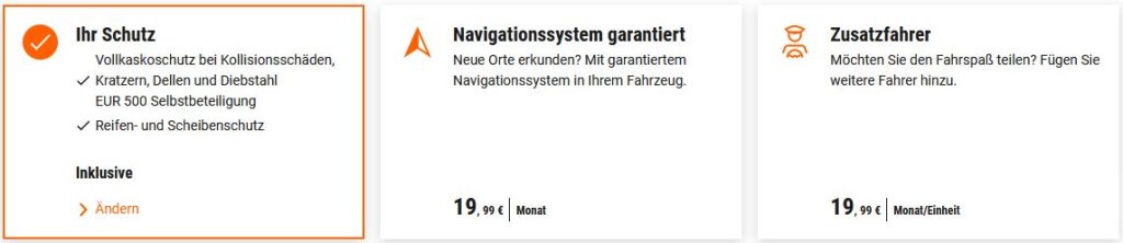 Große Auswahlmöglichkeiten für weitere Extras